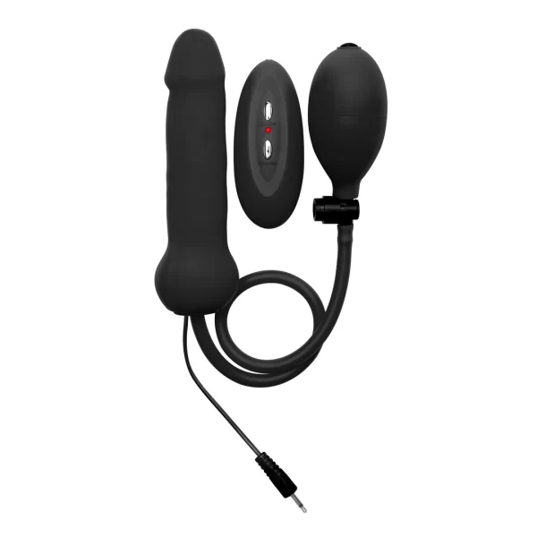 Shots Inflatable Vibrating Silicone Intimate Device Black 22 cm