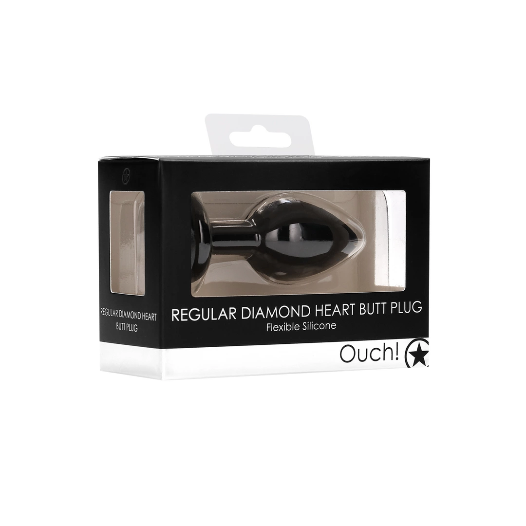 Sinner Gear Diamond Heart Model Intimate Plug Regular Silicone Black. Butt plug. See functions