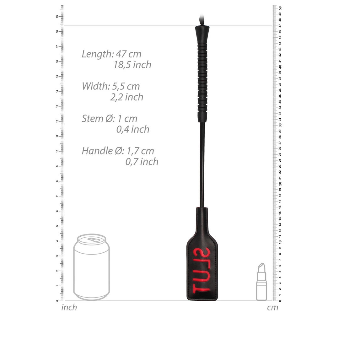Ouch! Crop Short Rectangular Impression Paddle Black 32cm