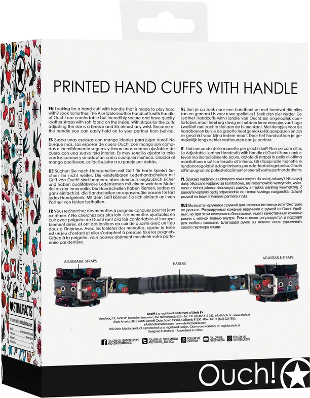 Ouch! Adjustable Leather Handcuffs with Ergonomic Handle