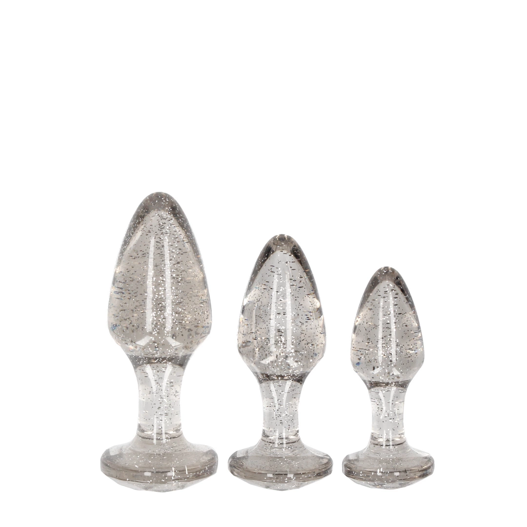 Shots Crystal Clear Acrylic Plug Set 3 Sizes Transparent Finish - Anelma Shots Crystal Clear Acrylic Plug Set 3 Sizes Transparent Finish