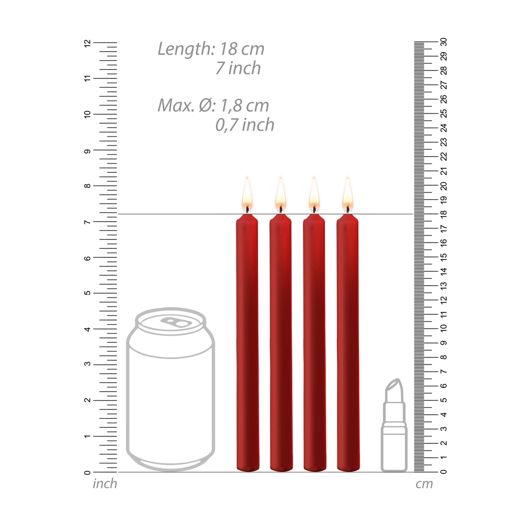 Ouch! Teasing Wax Candles Set 4pcs Large Red - Sensory Play Accessory. Massage candles. See formula