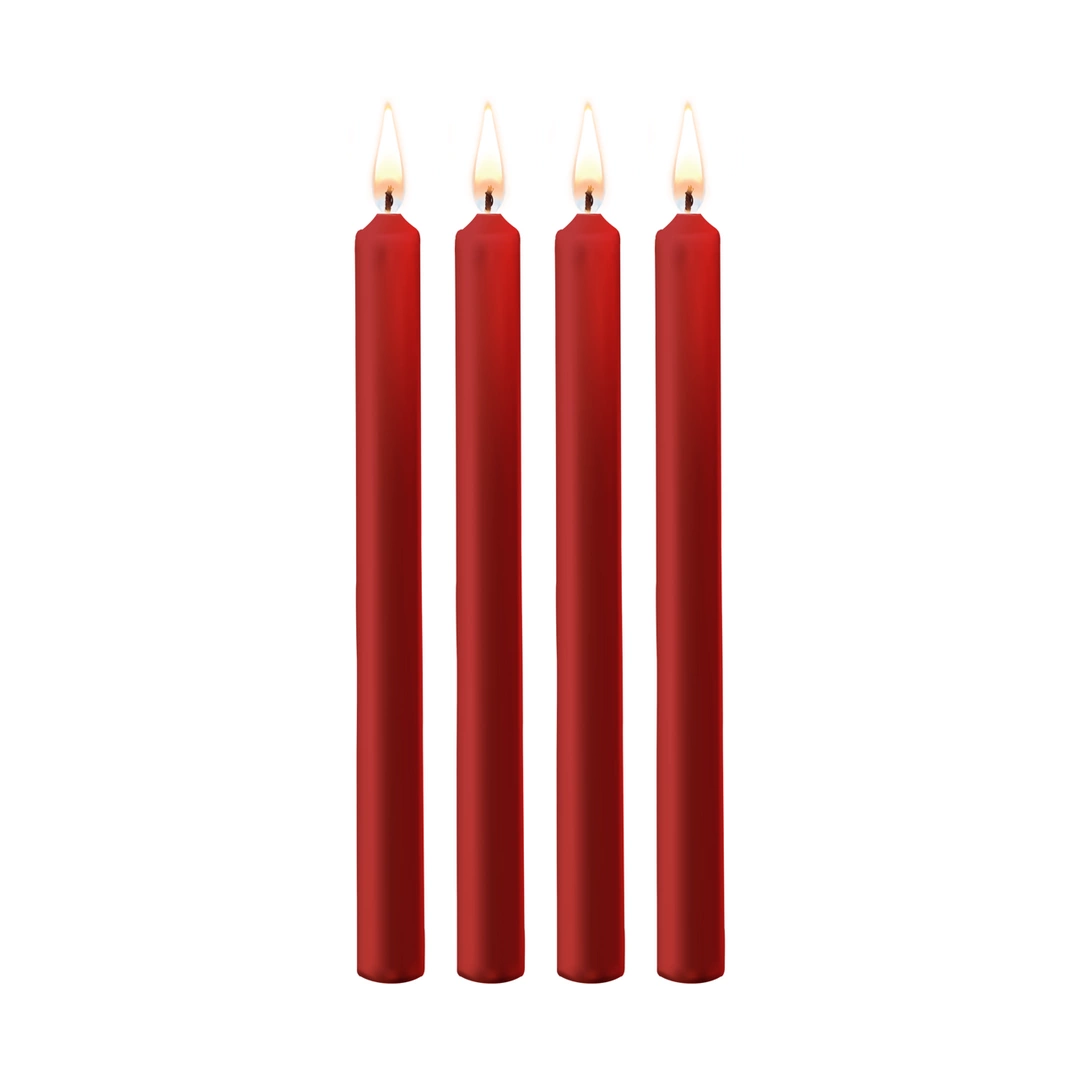 Ouch! Teasing Wax Candles Set 4pcs Large Red - Sensory Play Accessory