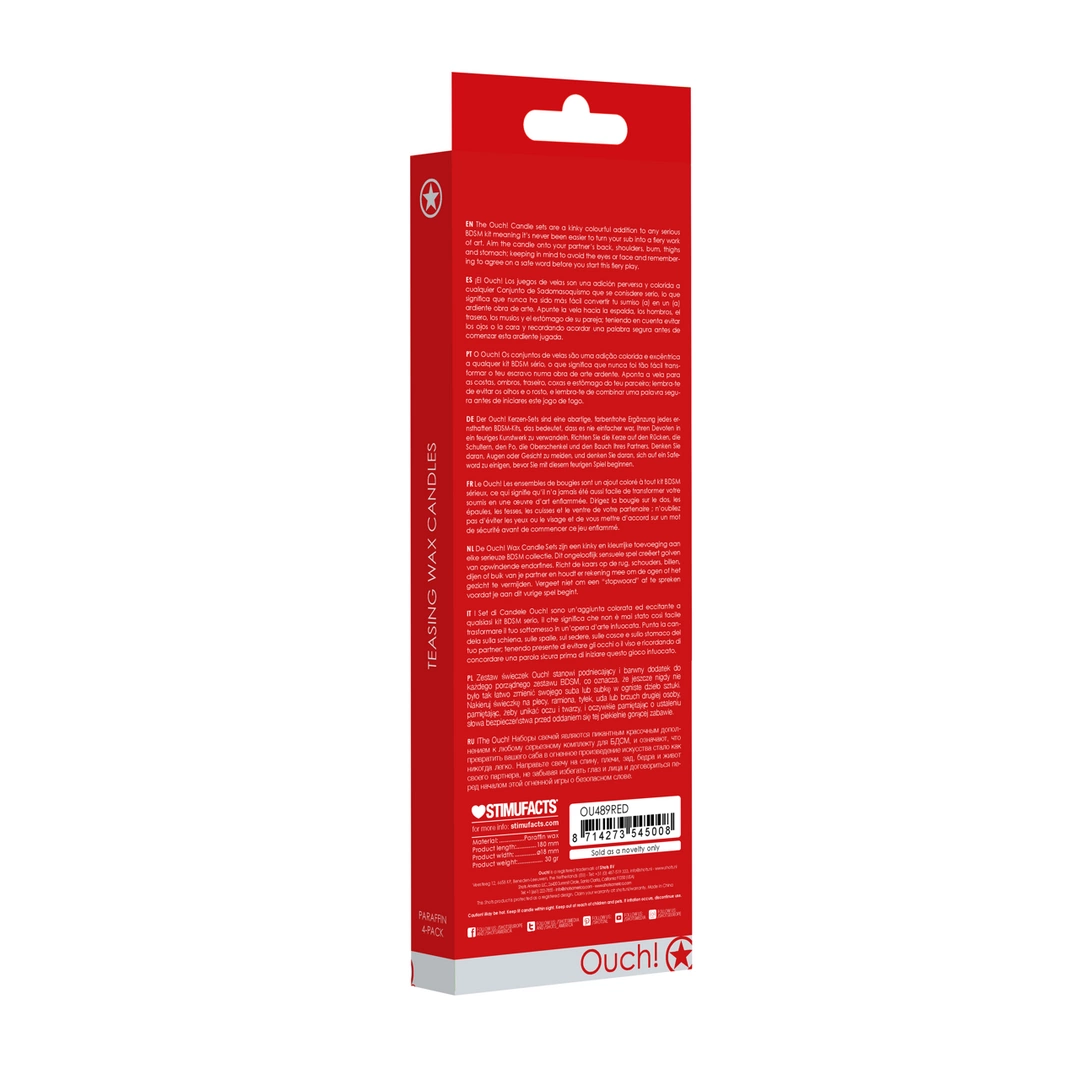 Ouch! Teasing Wax Candles Set 4pcs Large Red