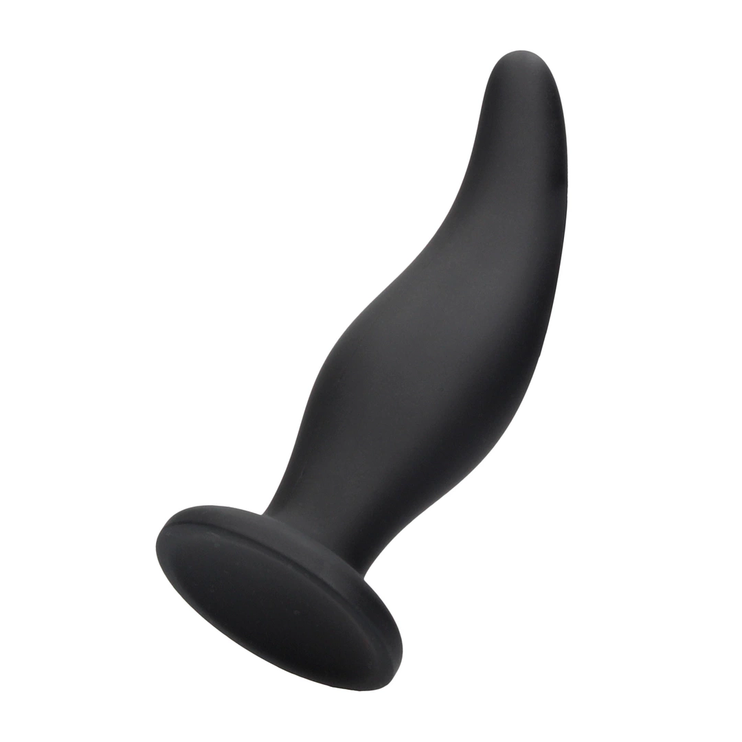 Shots Curve Silicone Intimate Plug with Suction Base Black
