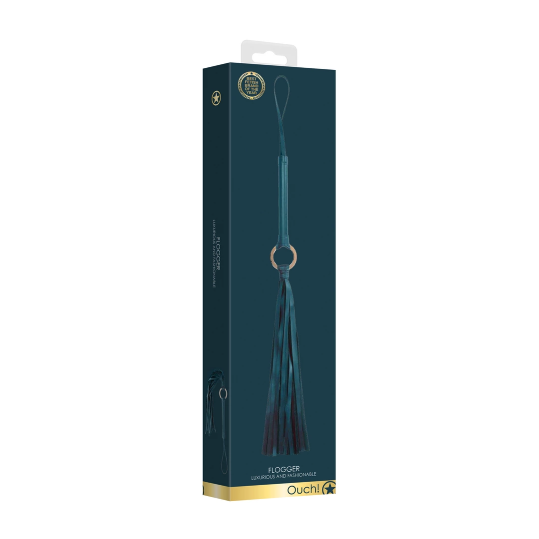 OUCH Halo Luxury Leather-Look Impact Flogger with Gold