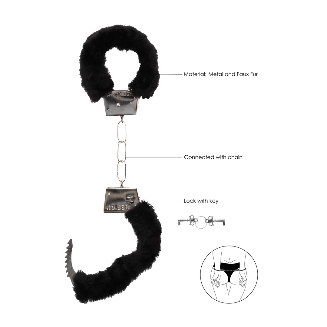 Pleasure Furry Handcuffs Soft Lining Quick-Release System