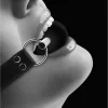 Ouch! Solid Ball Gag Adjustable Leather Strap Black