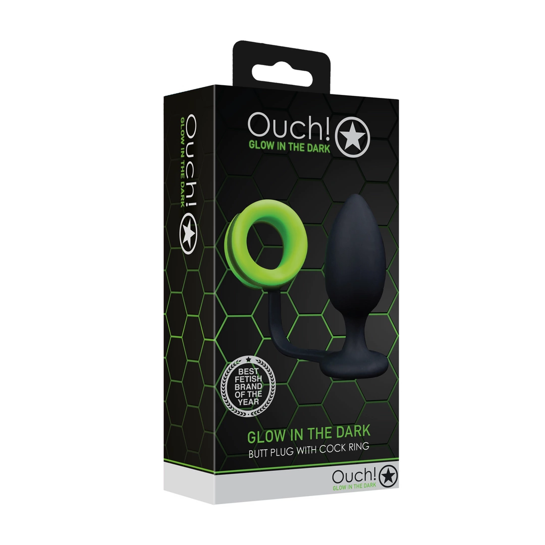 Ouch! Glow in the Dark Silicone Plug & Support Ring - Anelma Ouch! Glow in the Dark Silicone Plug & Support Ring