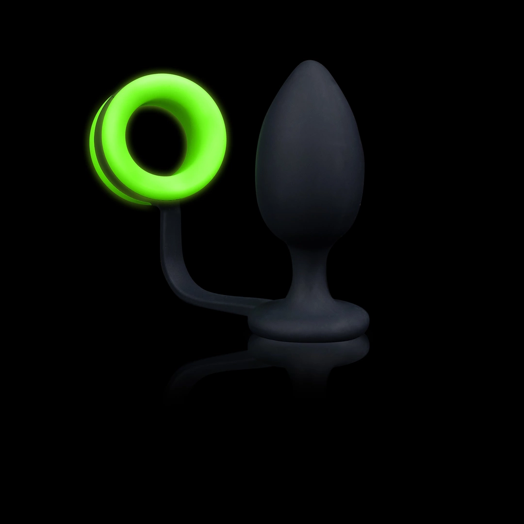 Ouch! Glow in the Dark Silicone Plug & Support Ring - Fluorescent Green - Anelma Ouch! Glow in the Dark Silicone Plug & Support Ring - Fluorescent Green