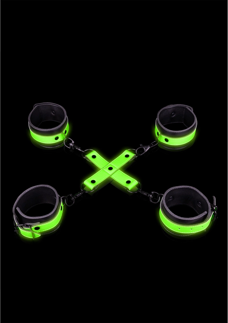 Ouch! Glow in the Dark - Zestaw mankietow na rÄ™ce i kostki