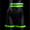 Ouch! Glow in the Dark kajdanki na uda z paskiem S/M