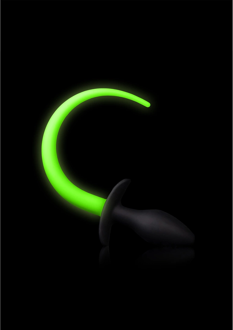 Ouch! Puppy Tail Plug Glow-in-the-Dark Silicone Medium Green