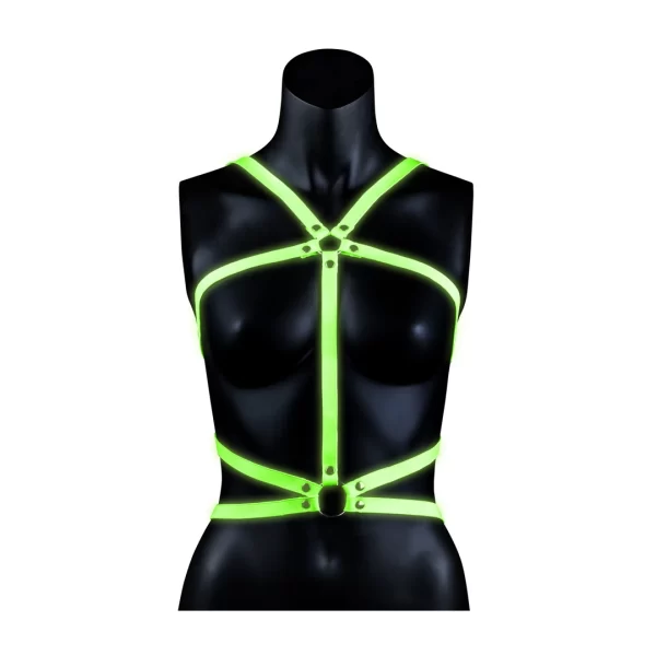 OUCH! Glow in the Dark Adjustable Full Body Harness Green