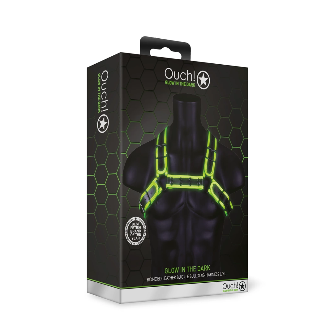 Ouch! Bulldog Adjustable Harness Buckle Glow-in-the-Dark