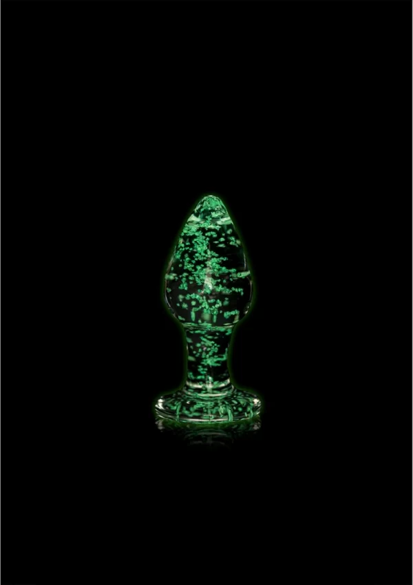 Ouch! Glow in the Dark Glass Plug Small - Luminous Green Accent