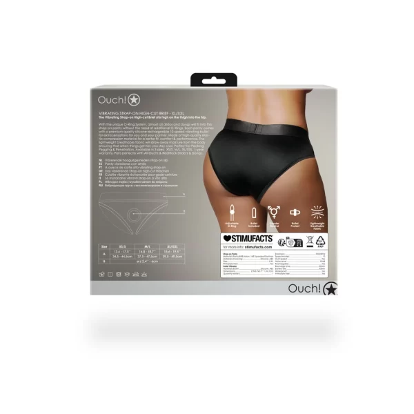 Sinner Gear Vibrating High-Cut Strap-On Brief Black