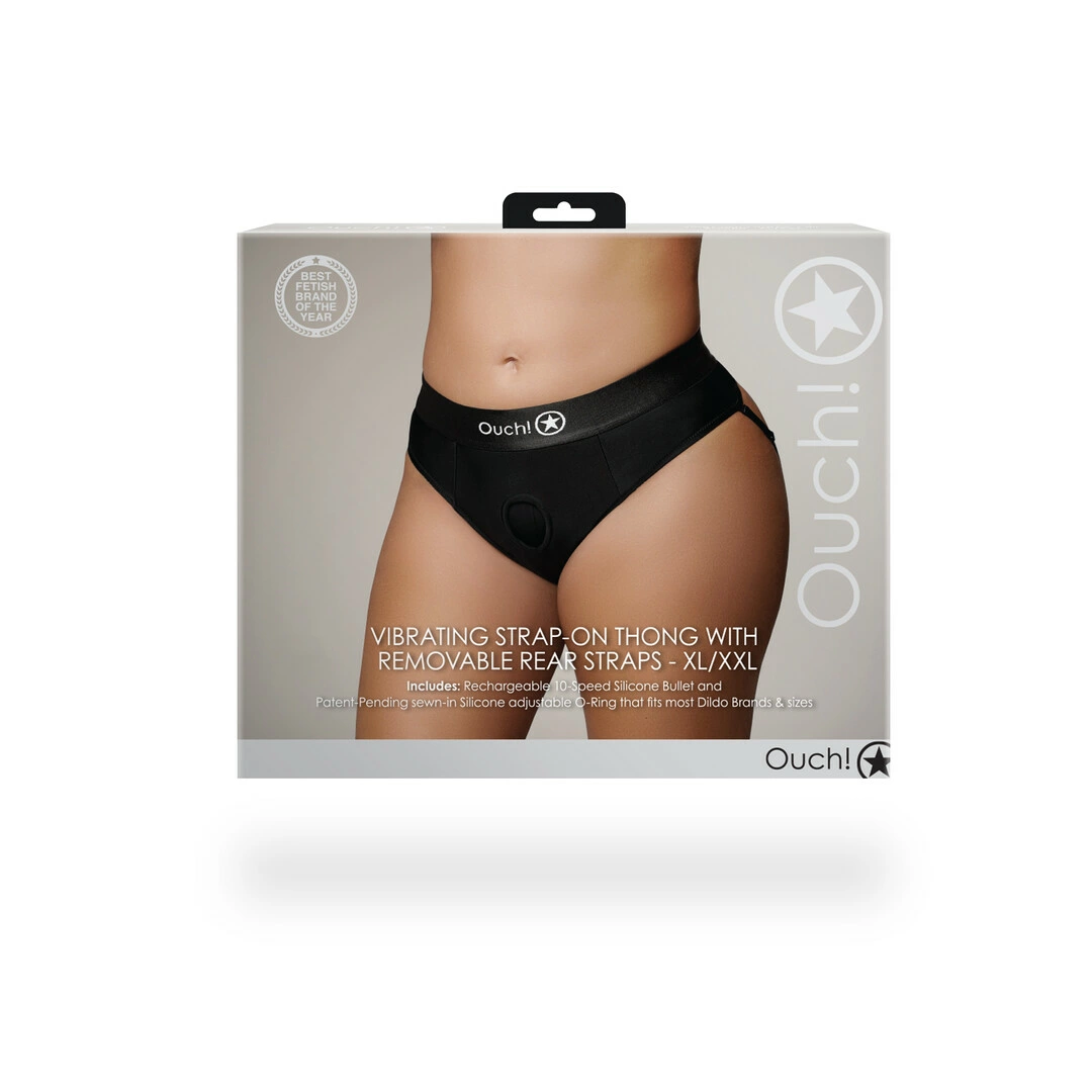 Ouch! Wibrujące stringi XL/XXL z odpinanymi paskami - system