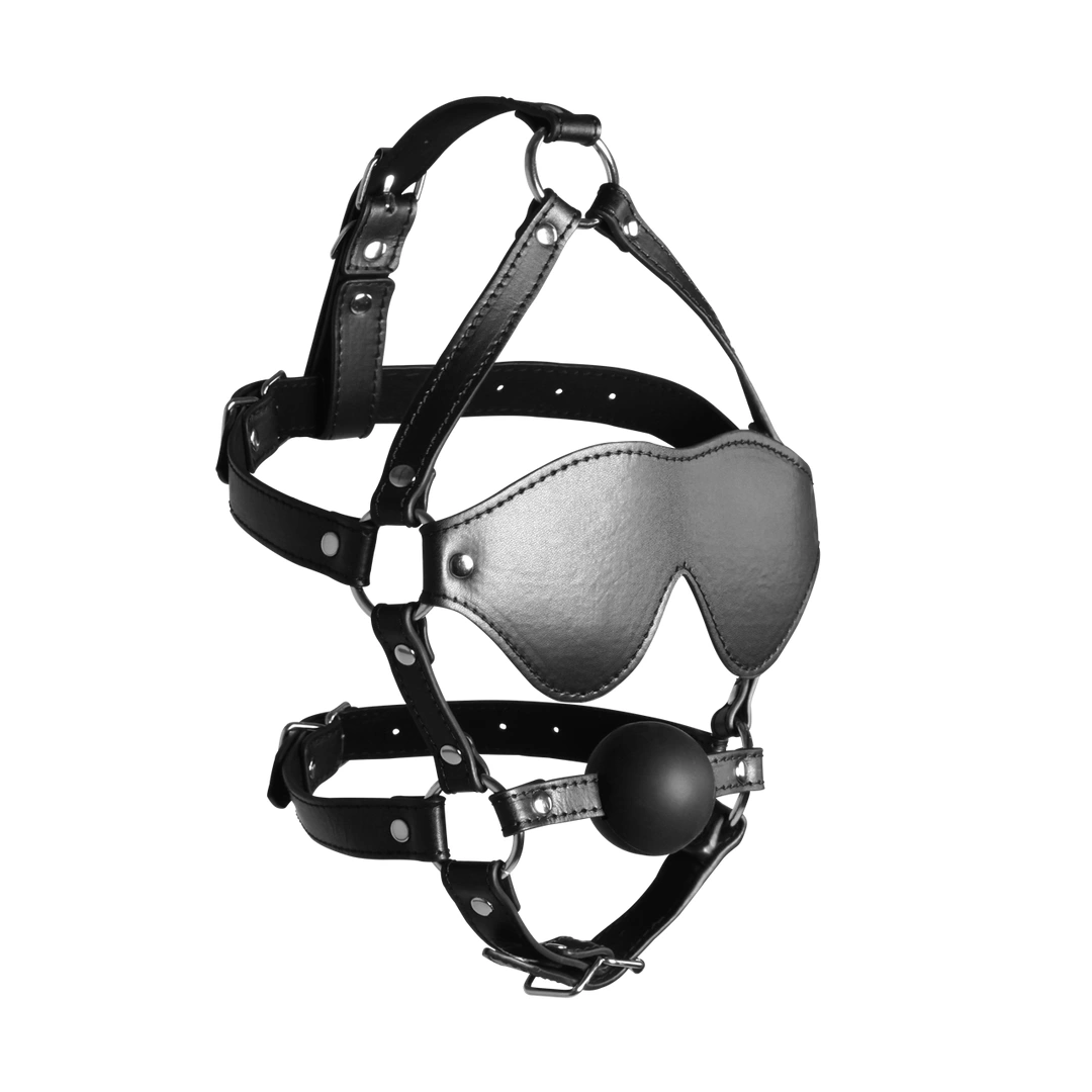 Ouch! Adjustable Black Head Harness with Integrated