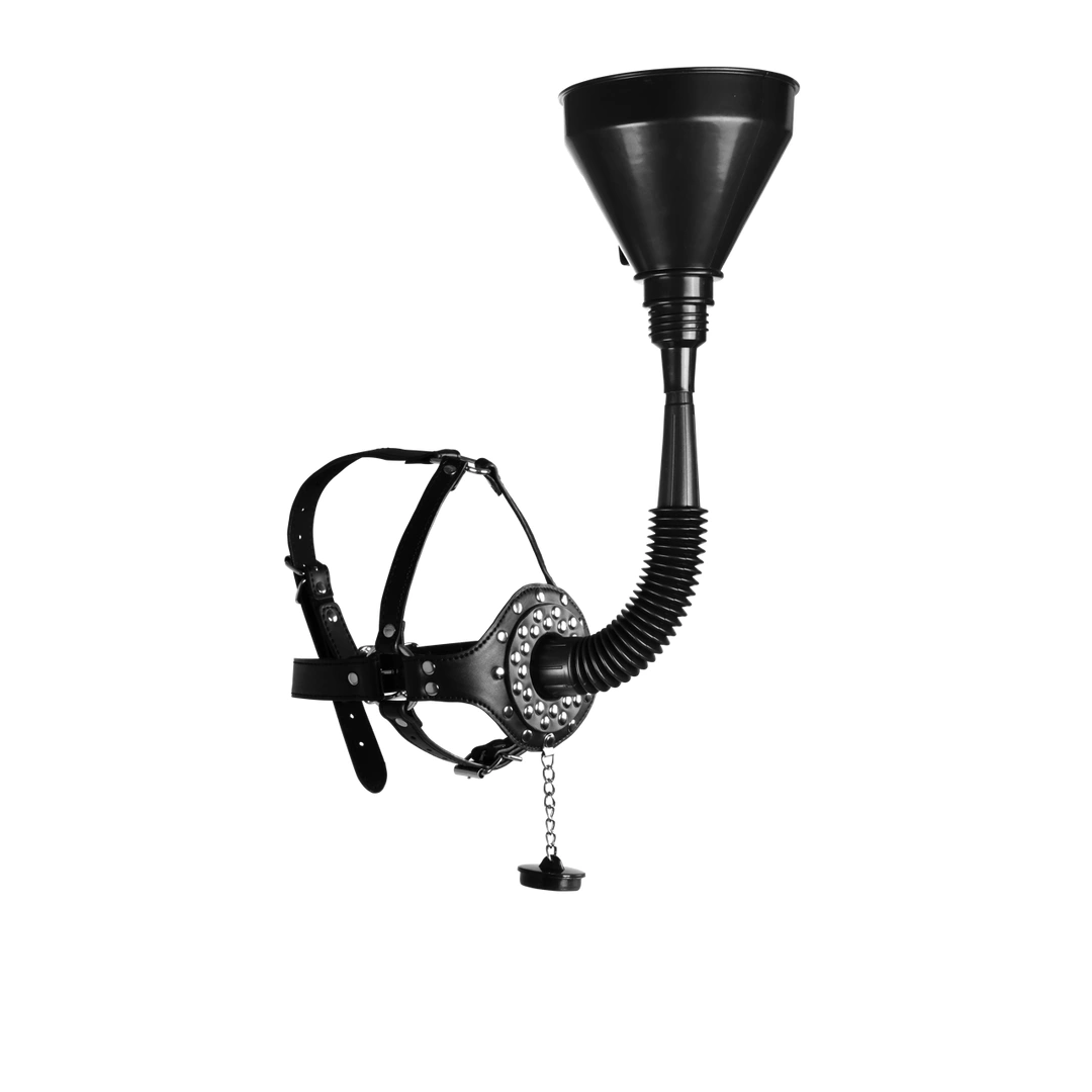 Shots Open Mouth Gag Head Harness Black with Detachable
