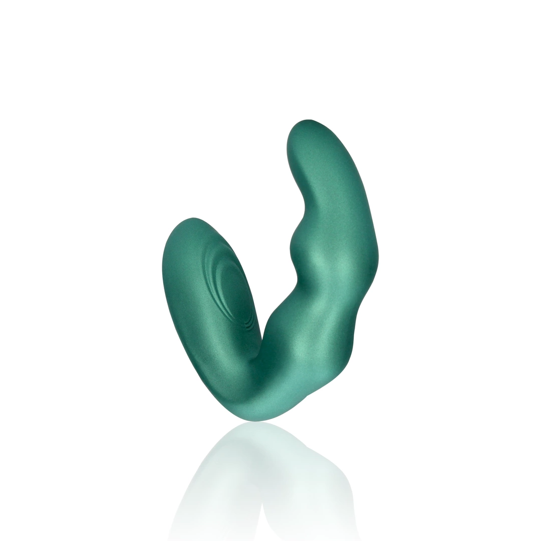 OUCH! Vibrating Remote-Control Intimate Device Metallic Green Silicone. Prostate massager. See functions