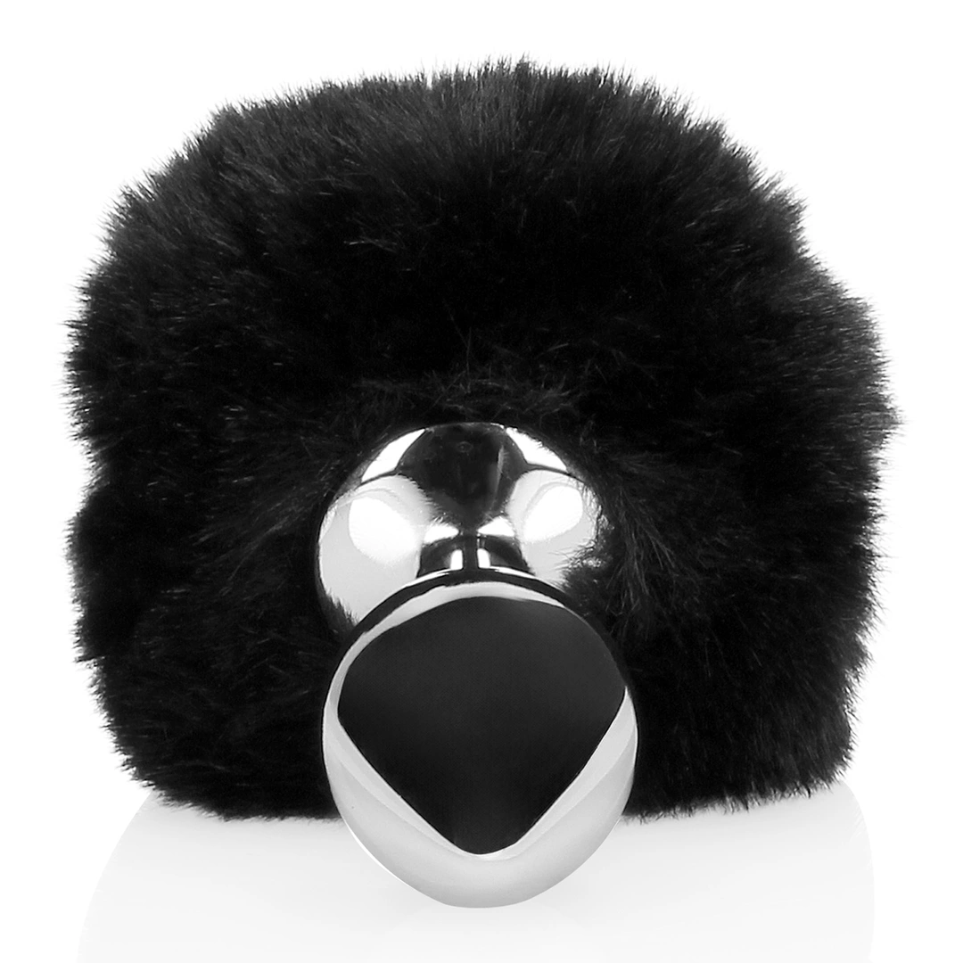 DiGiTails Black Metal Plug with Soft Bunny Tail