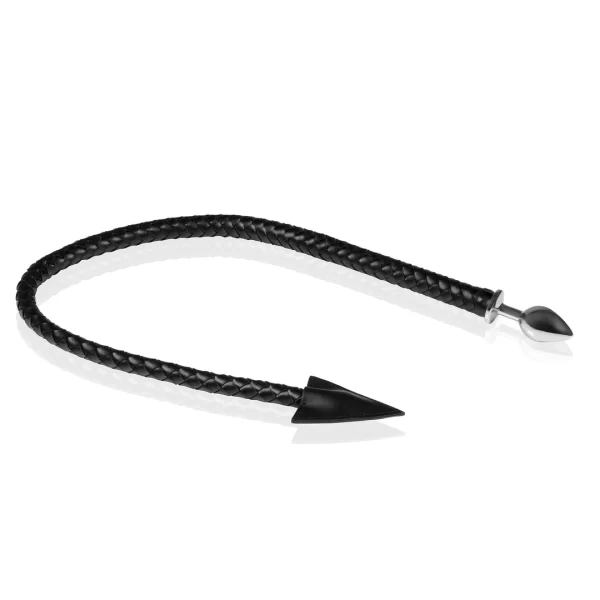 Ouch! Metal Plug with PU Leather Devil Tail - Black