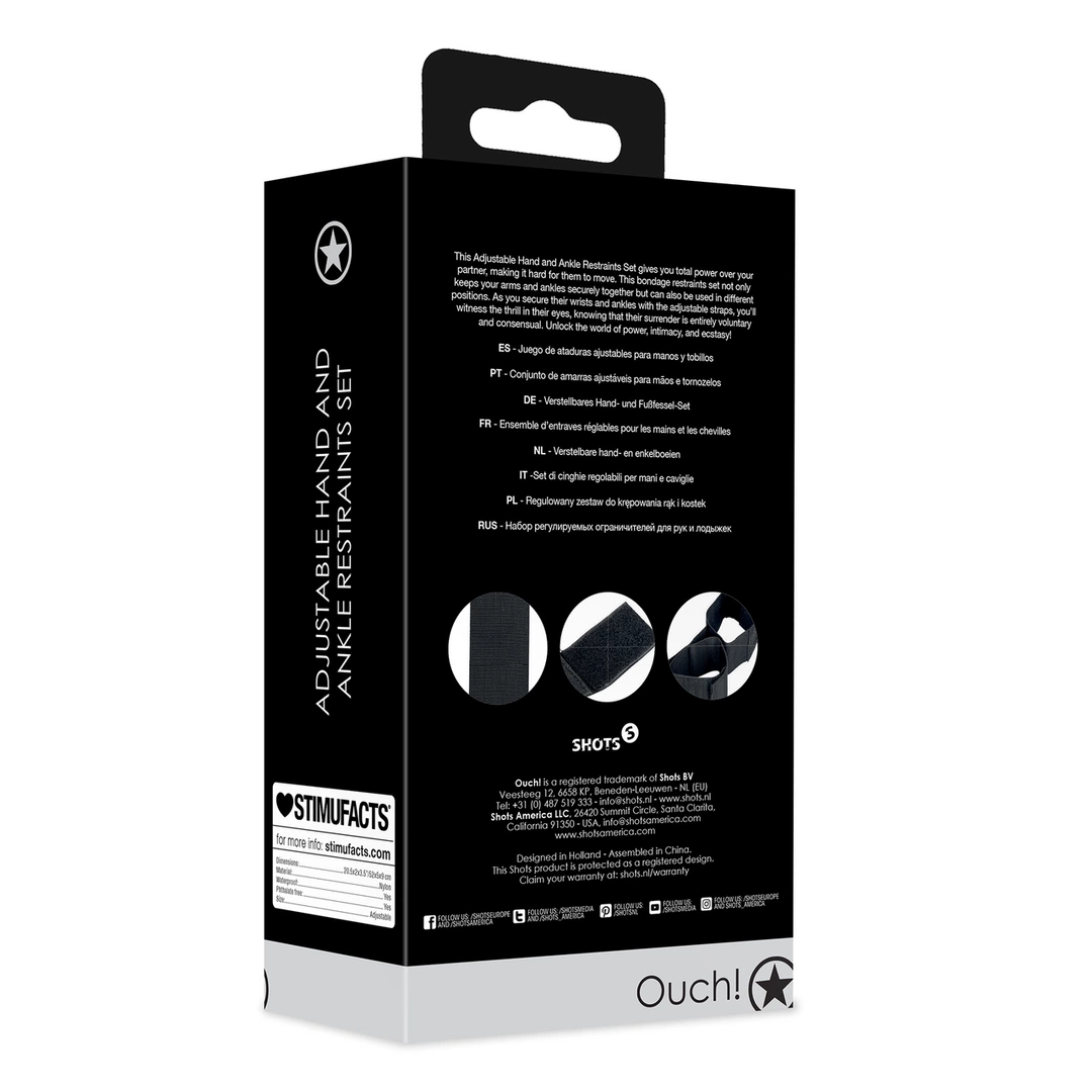Ouch! Adjustable Black Restraint System for Hands