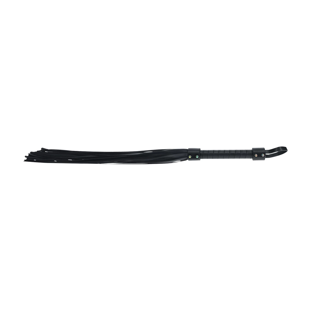 Ouch! Venice Collection Flogger Black - elegancki bat skorzany z uchwytem - Anelma Ouch! Venice Collection Flogger Black - elegancki bat skorzany z uchwytem