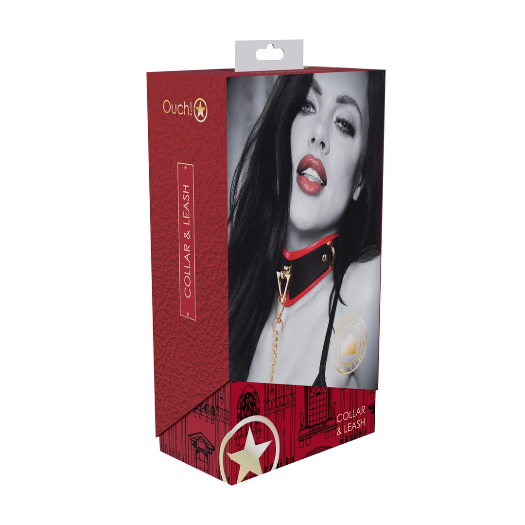 Ouch! Milan Collection ObroÅ¼a z SmyczÄ… Skora Ekoskora Czarna/Czerwona