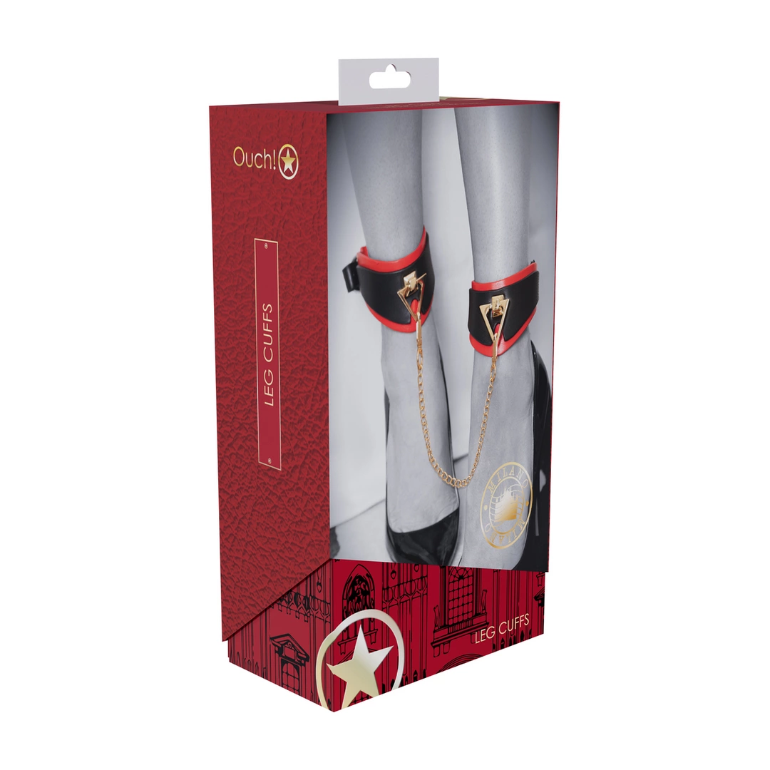 Ouch! Milan Collection anatomiczne kajdanki na nogi czarno-czerwone