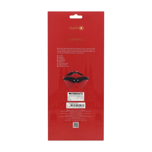 Ouch! Milan Collection Premium Blindfold Black/Red Bonded