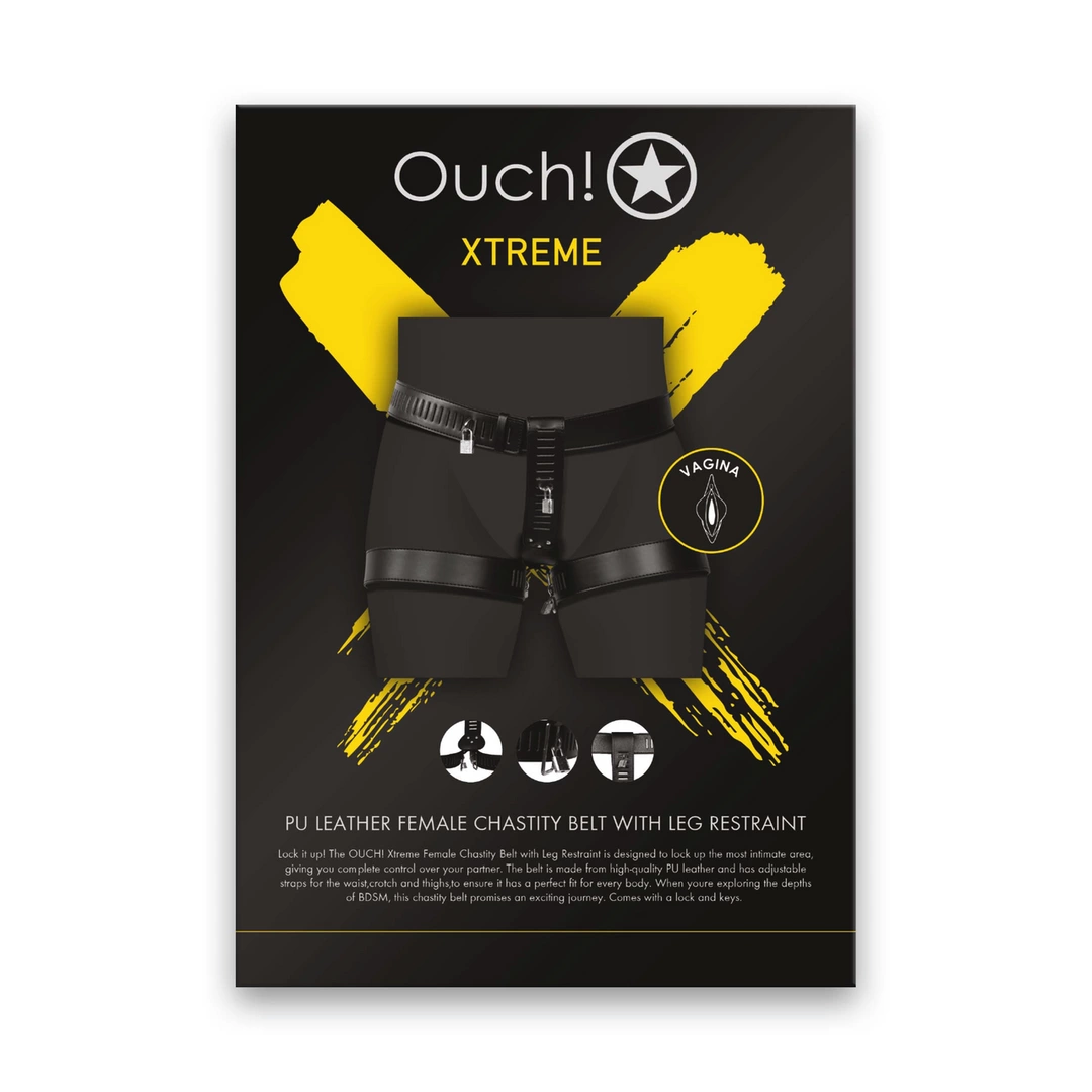 Ouch! OU1029BLK Adjustable Leather Ankle Restraints Black