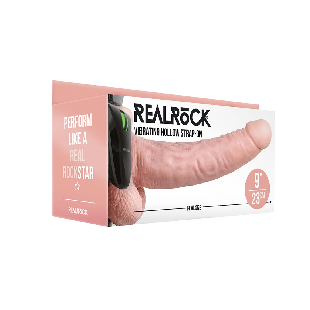 RealRock Pasek z anatomicznym wibratorem z jądrami 23 cm - Anelma wibratory strap-on
