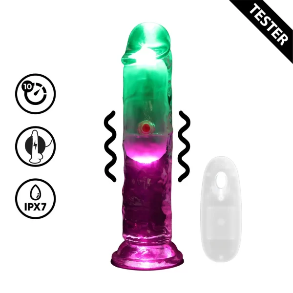 RealRock LED Vibrating Intimate Device 15 cm Transparent Tester