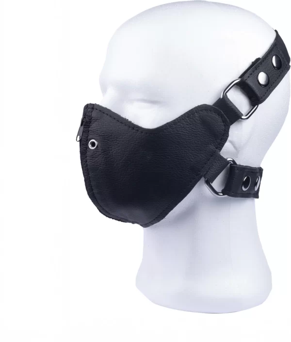 Red Leather Face Mask with Zip