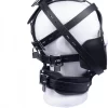 Red Leather Full Head Mask Black Adjustable Straps European