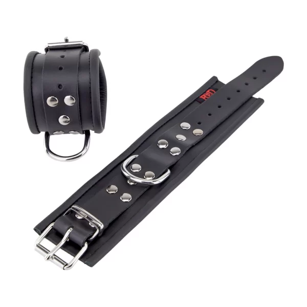 Red Leather Adjustable Leather Wrist Restraints Black 25 cm