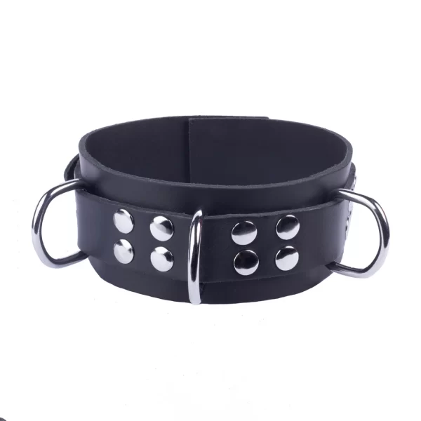 Red Leather Skorzany Naszyjnik Black - Regulowany Pasek z Metalu 38-52 cm