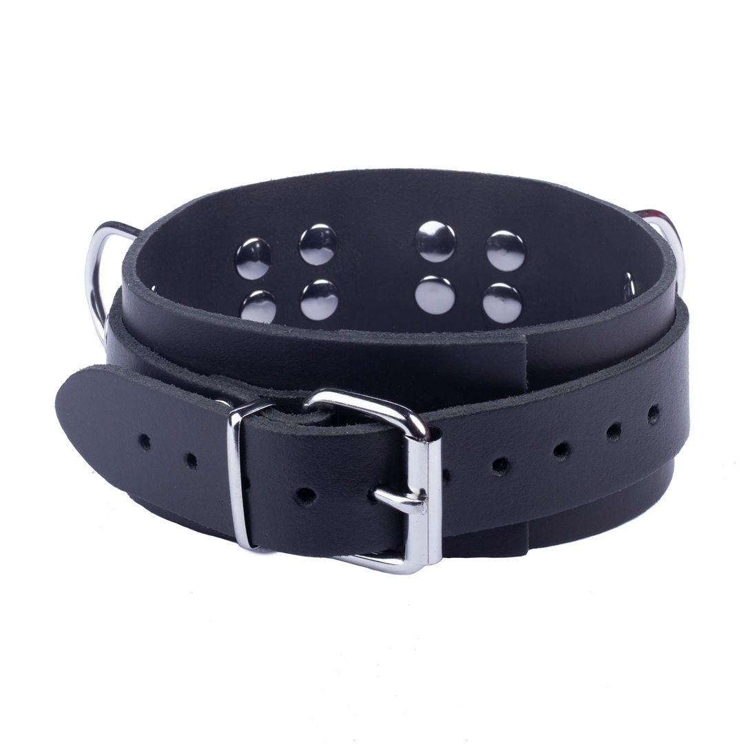 Red Leather Ultra Wide Leather Collar Black Adjustable 38-52