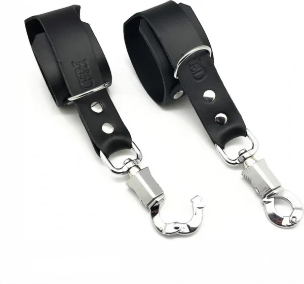 Red Leather Premium Leather Restraints with Safety Carabiner
