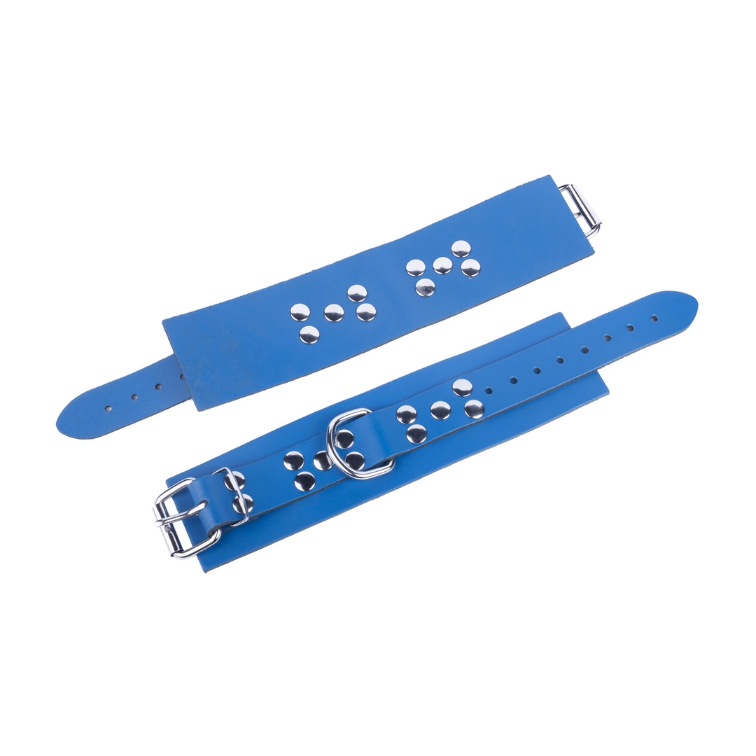 Red Leather Blue Genuine Leather Handcuffs
