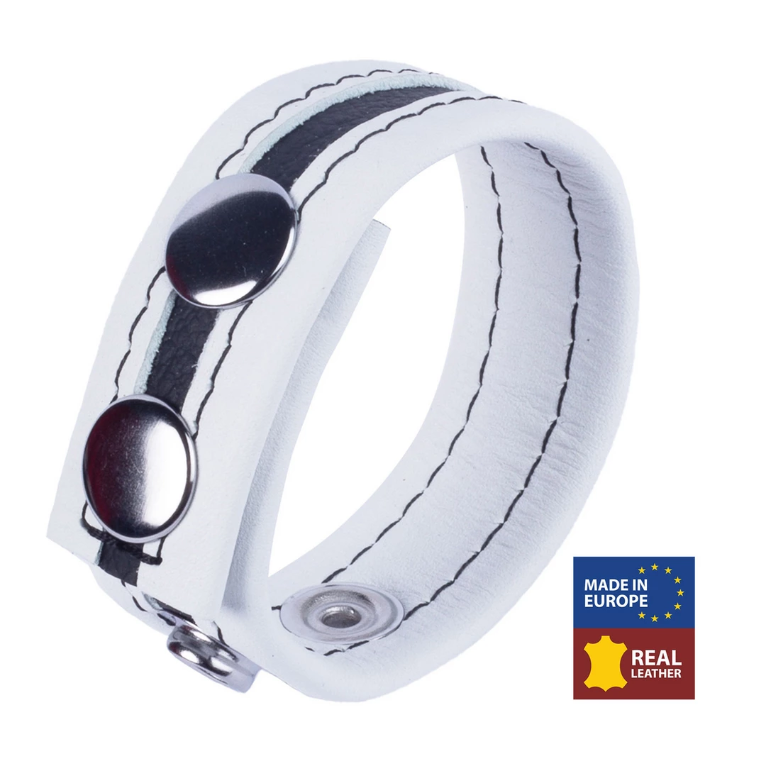 Red Leather Tippy Adjustable Leather Band White - Premium Cowhide - Anelma sextoys
