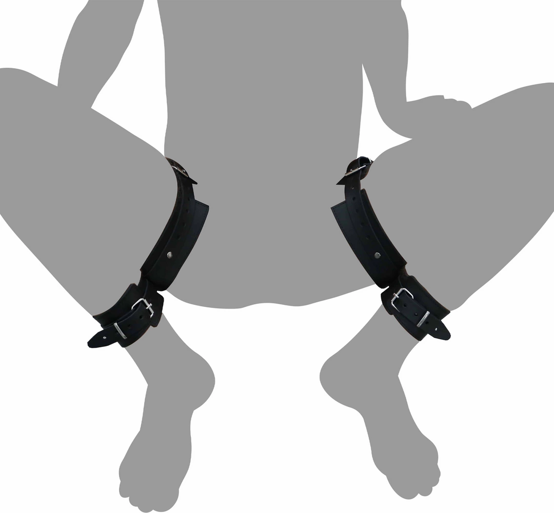 Red Leather Thigh & Ankle Restraint System Black Adjustable