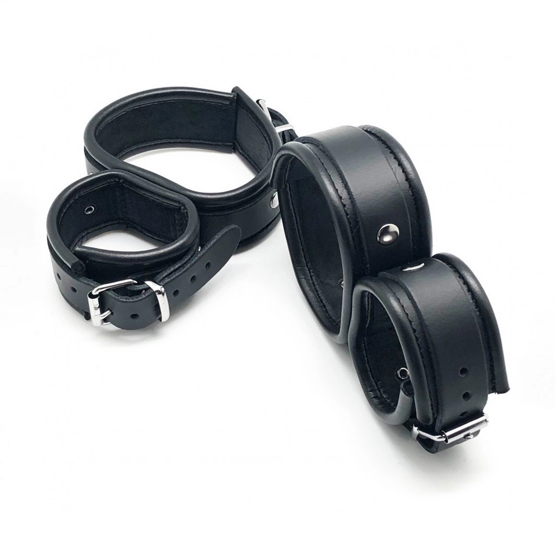 Red Leather Restraint Set - Black