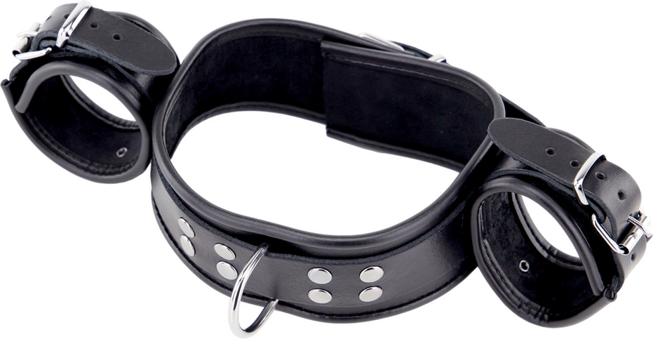 Red Leather Adjustable Neck and Hand Restraint System