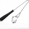 Red Leather Choker Black/Silver 64cm - Anelma Red Leather Choker Black/Silver 64cm