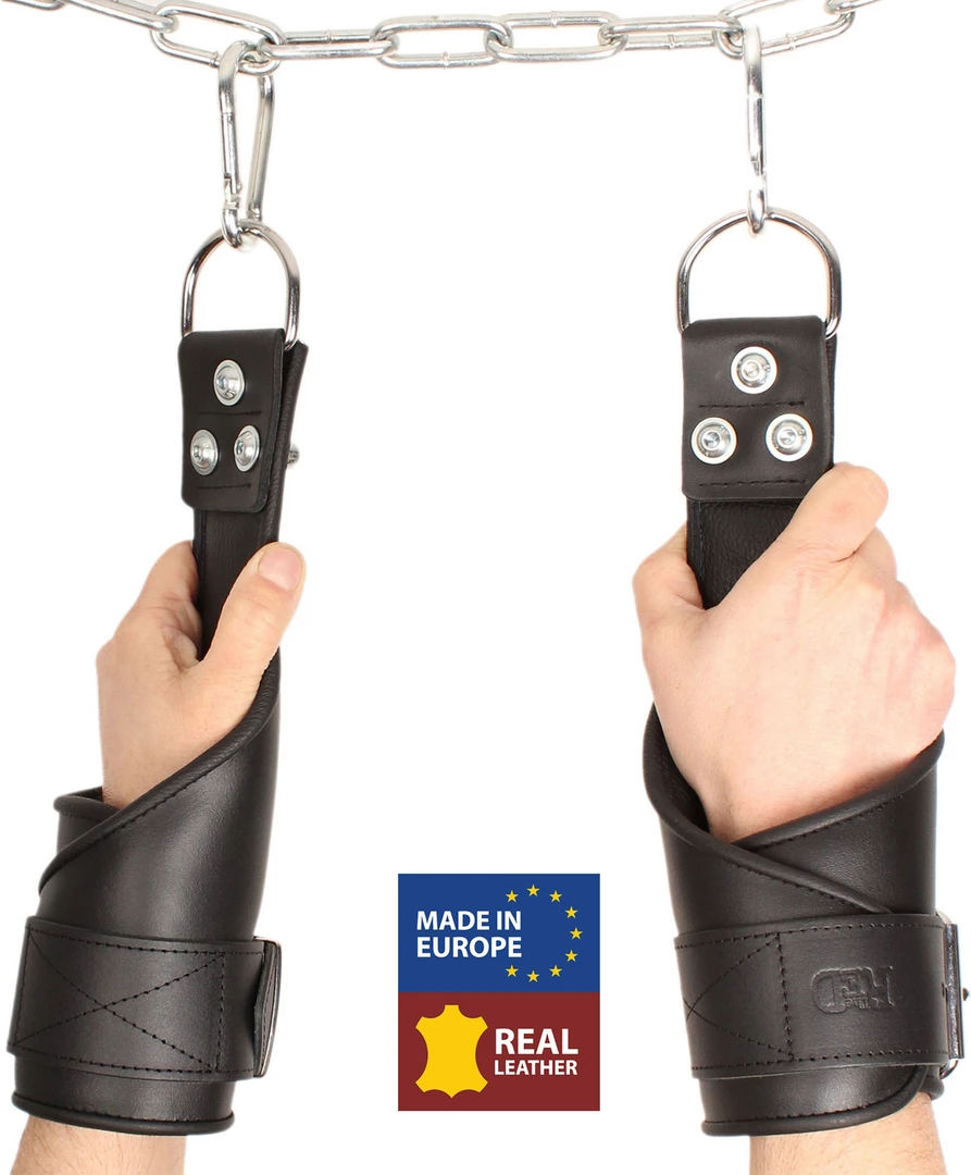 Red Leather Skorzane Kajdanki WiszÄ…ce Czarny Regulowane WytrzymaÅ‚e