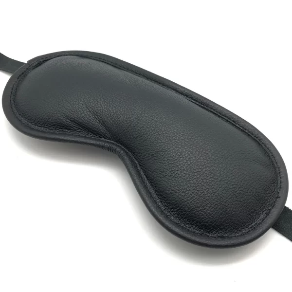 Red Leatherr Eye Mask Black - Adjustable Padded Model
