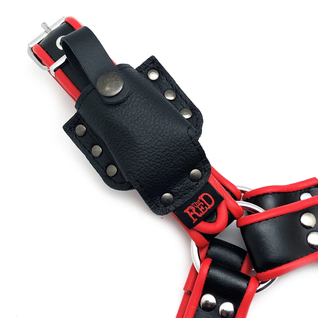 Red Leather Aroma Bottle Holder Black Leather for Harness